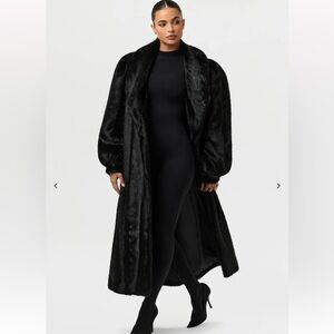 Naked Wardrobe Faux Mink Long Coat